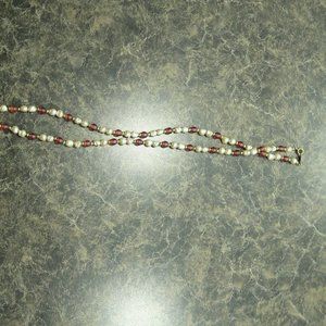 Faux Pearl and amethyst color beaded necklace